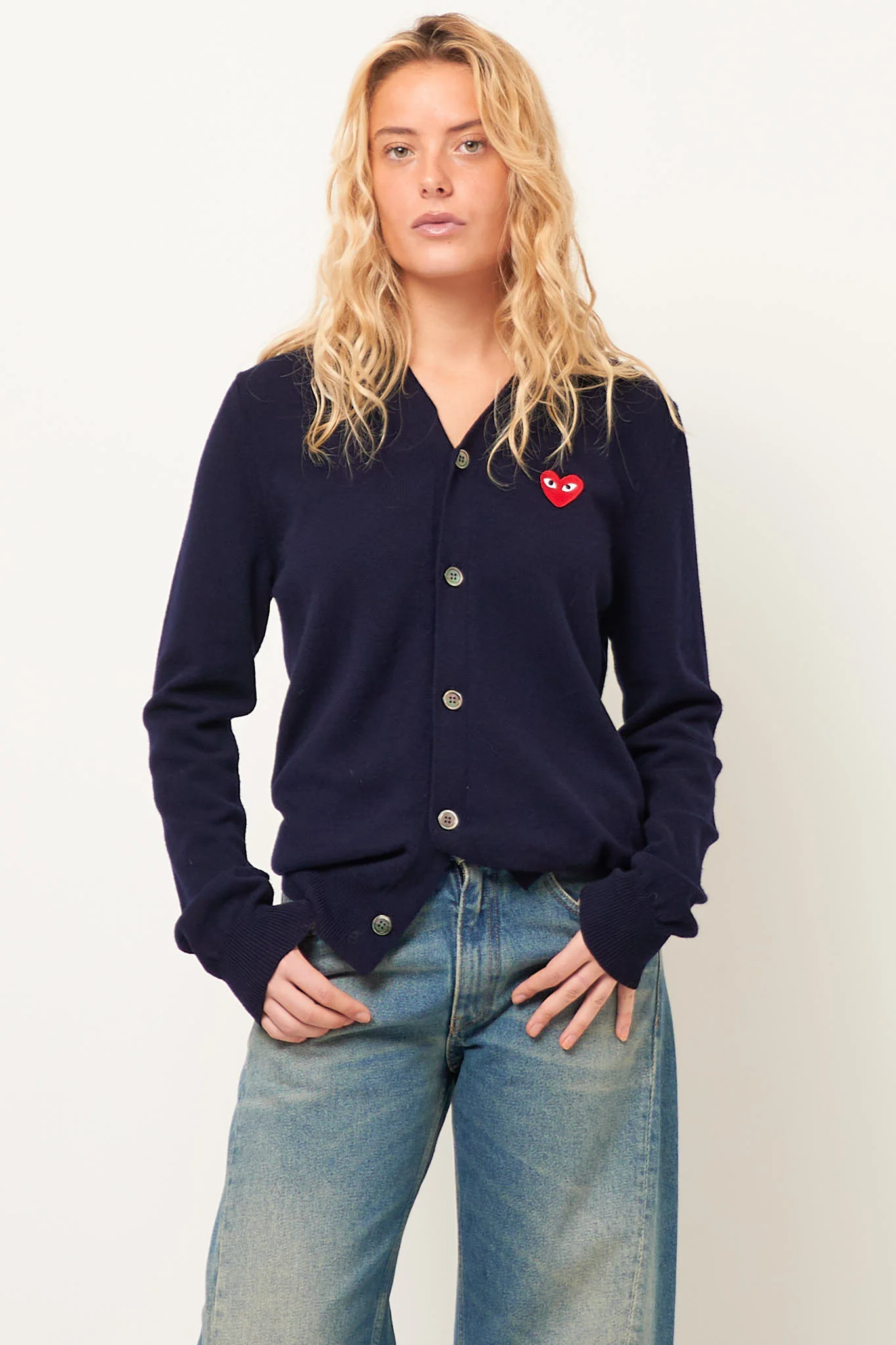 Red Heart Cardigan Navy