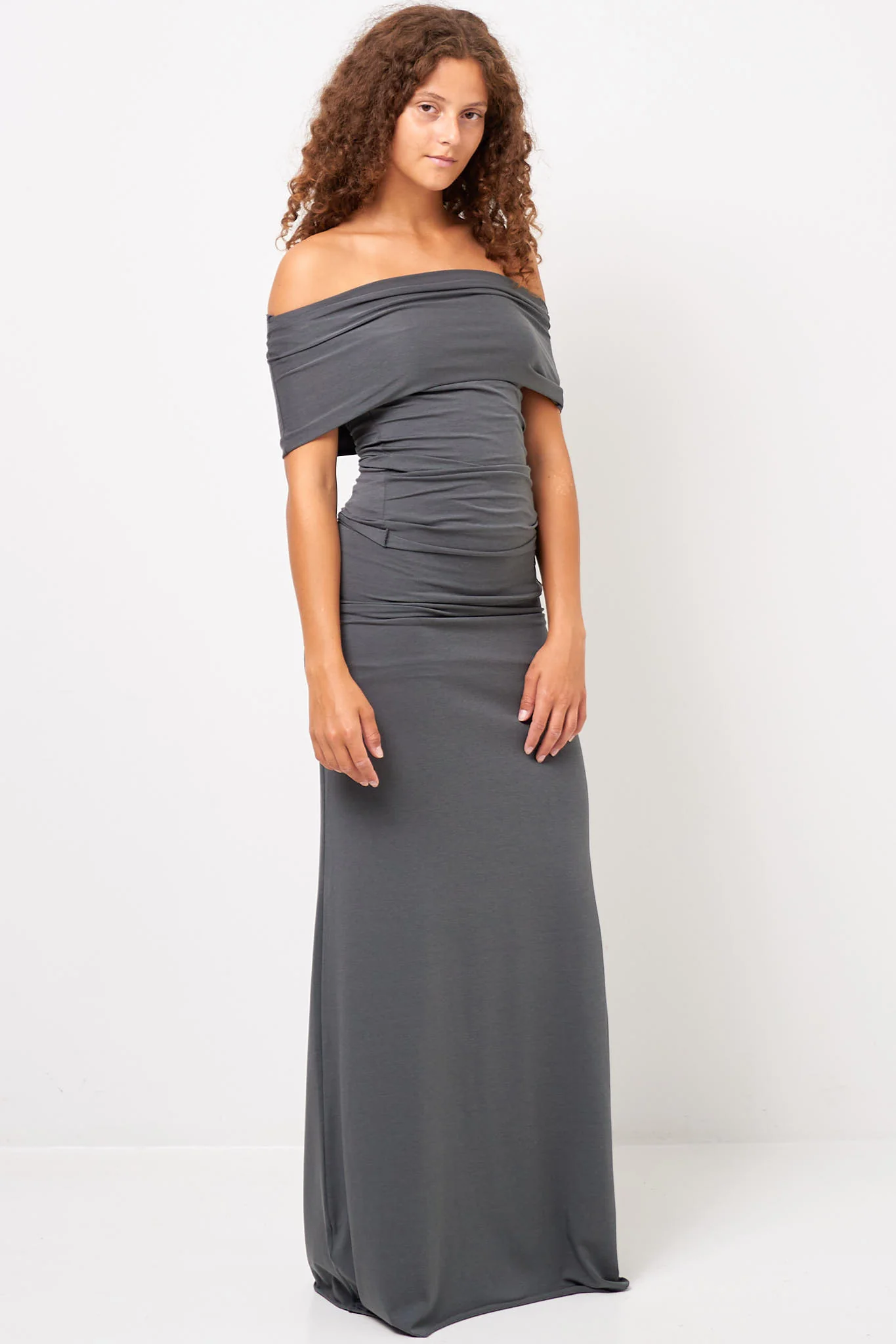 S/S Off-Shoulder Top Dark Green - Image 2