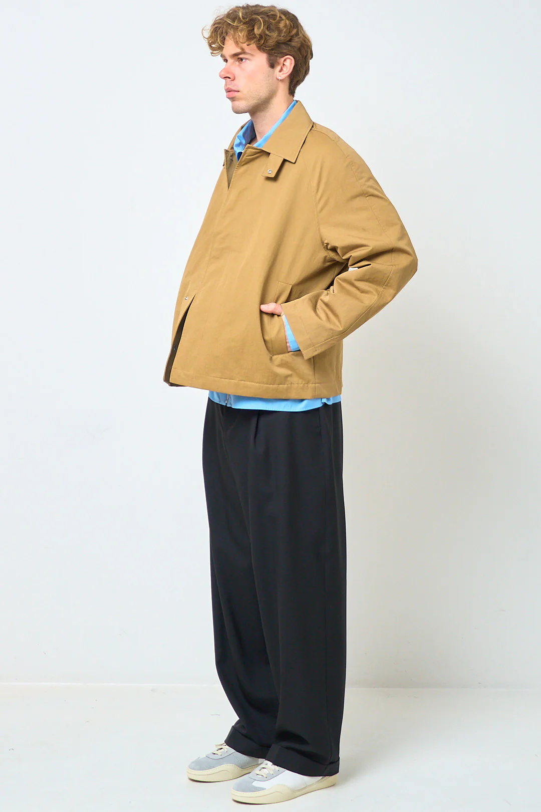 Short Raglan Coat Dark Sand - Image 3