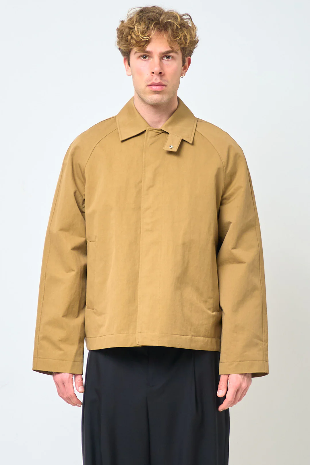 Short Raglan Coat Dark Sand - Image 5