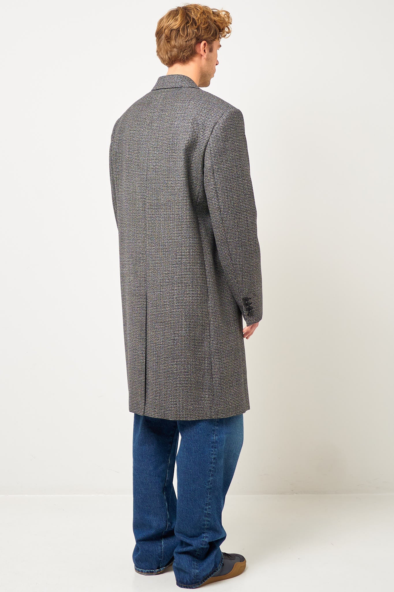 Single-Breasted Wool Overcoat Black/White - Image 7