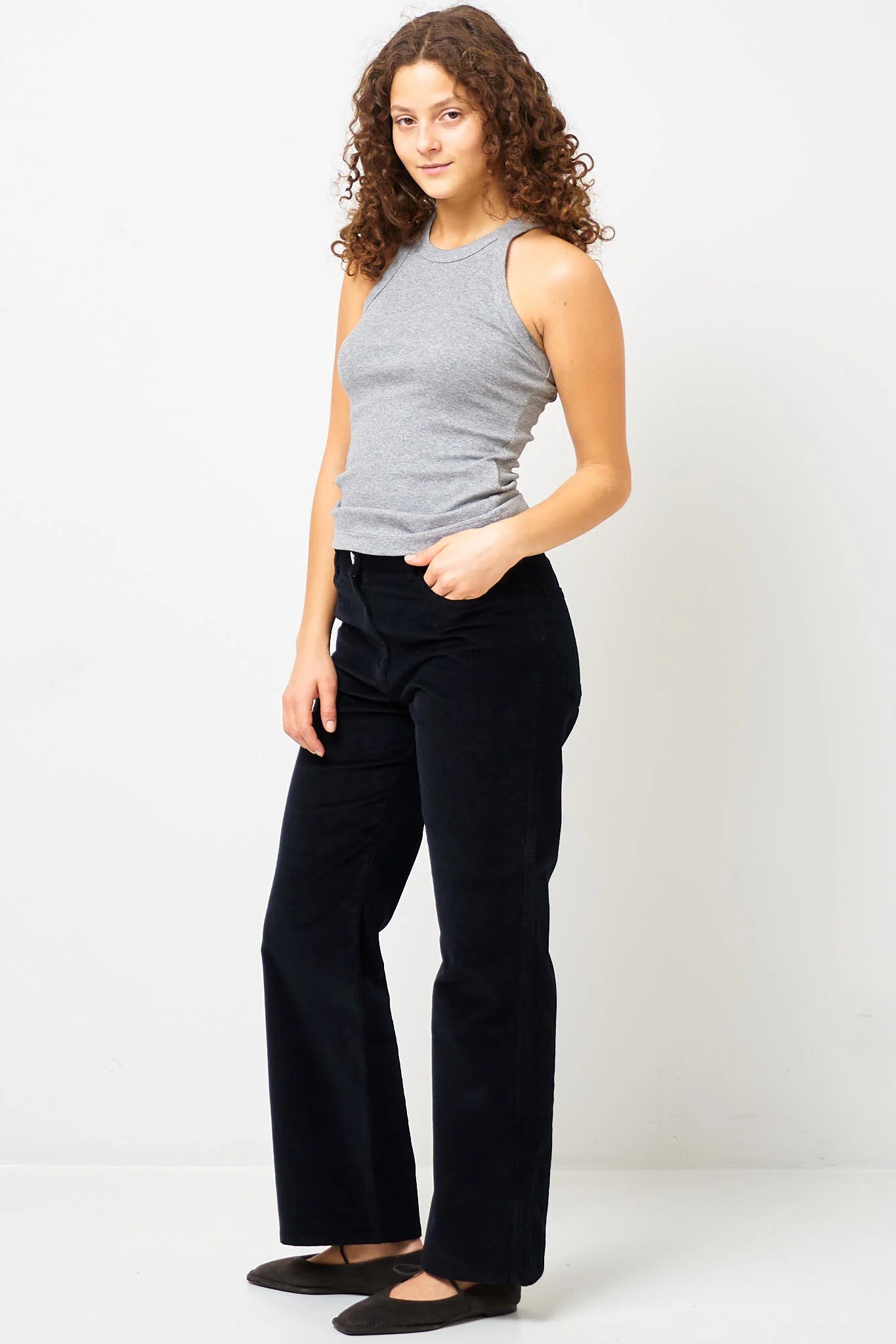 Straight Cord Trousers Black - Image 2