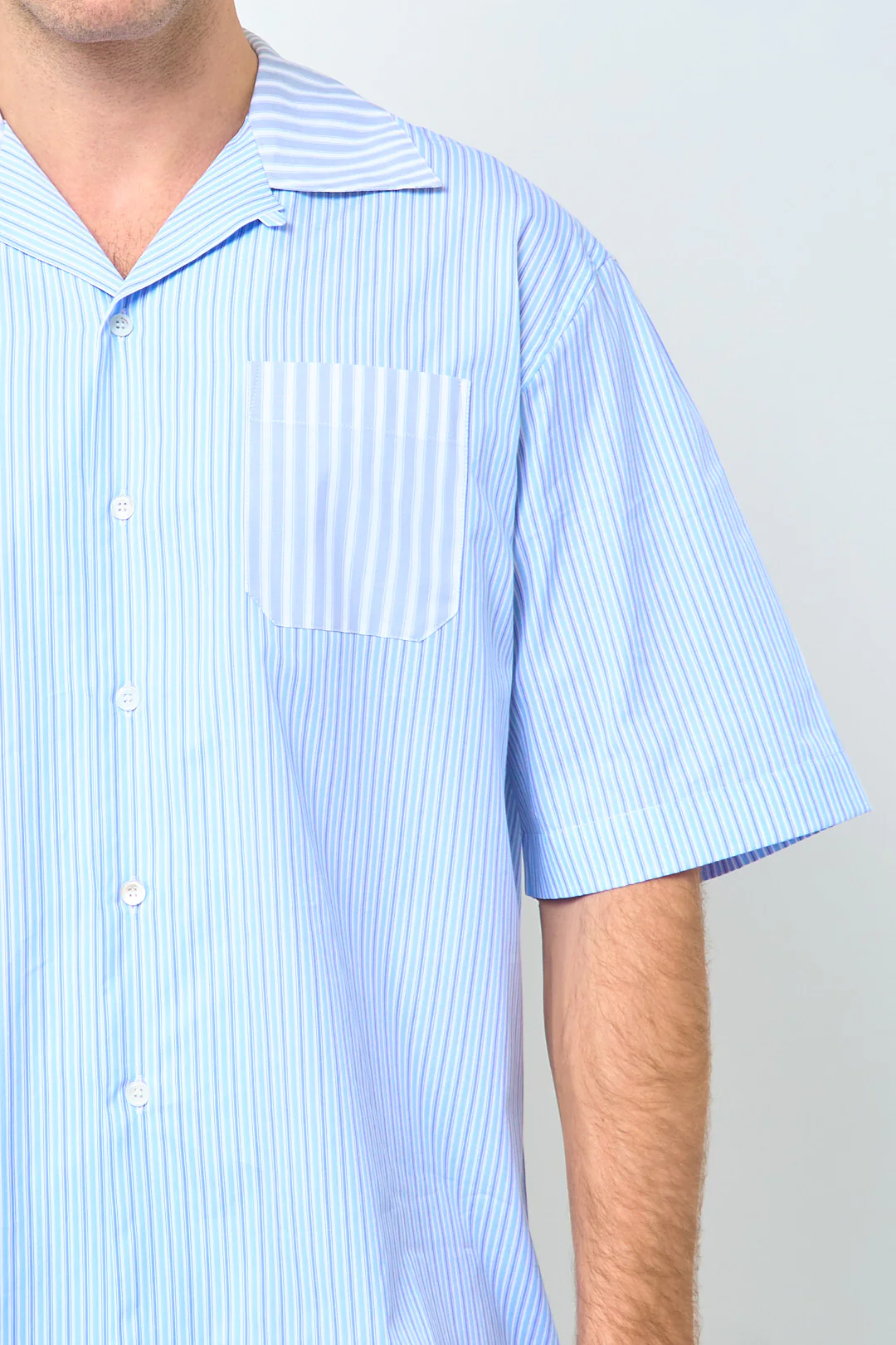 Striped Poplin Shirt Light Blue - Image 3