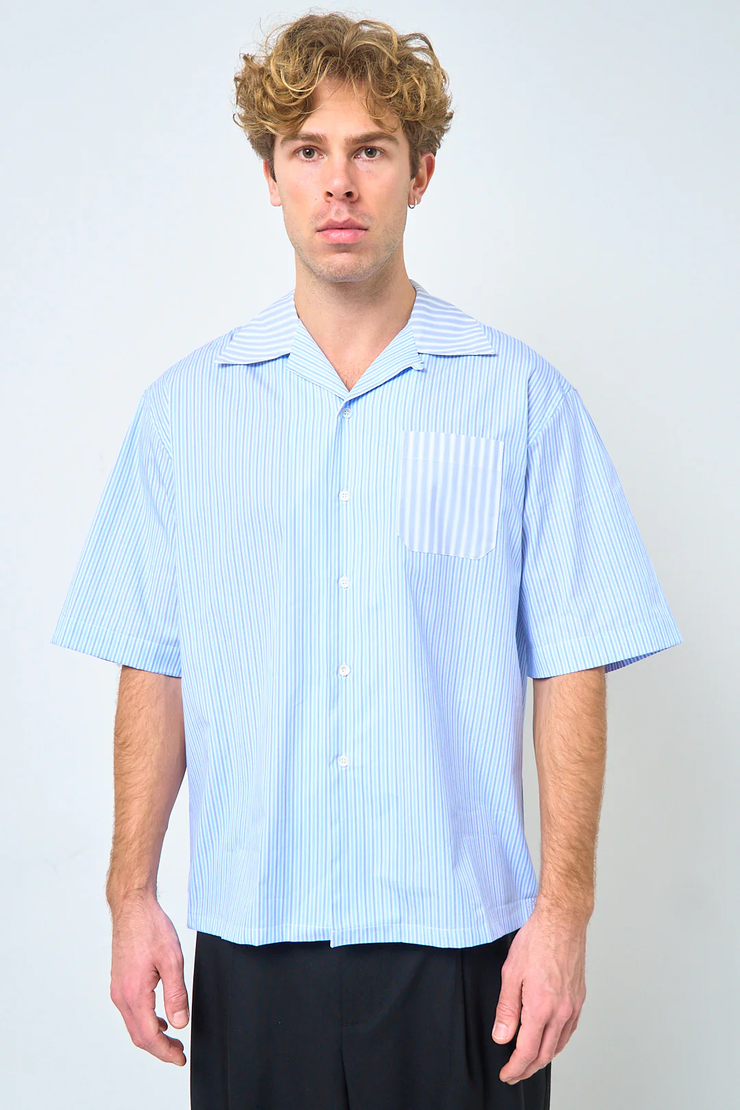 Striped Poplin Shirt Light Blue - Image 5