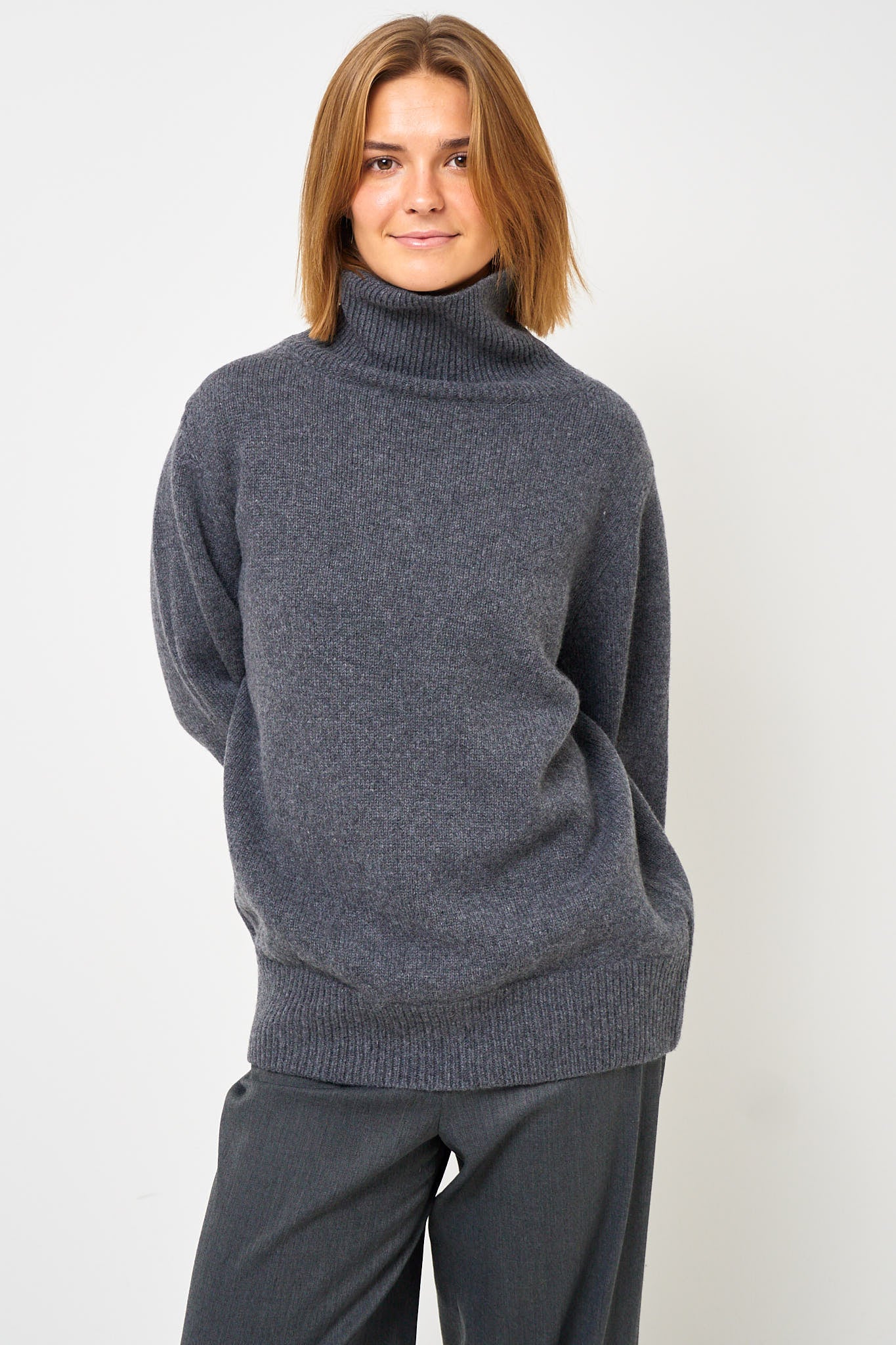 Visse Roll Neck Sweater Anthracite Grey - Image 5
