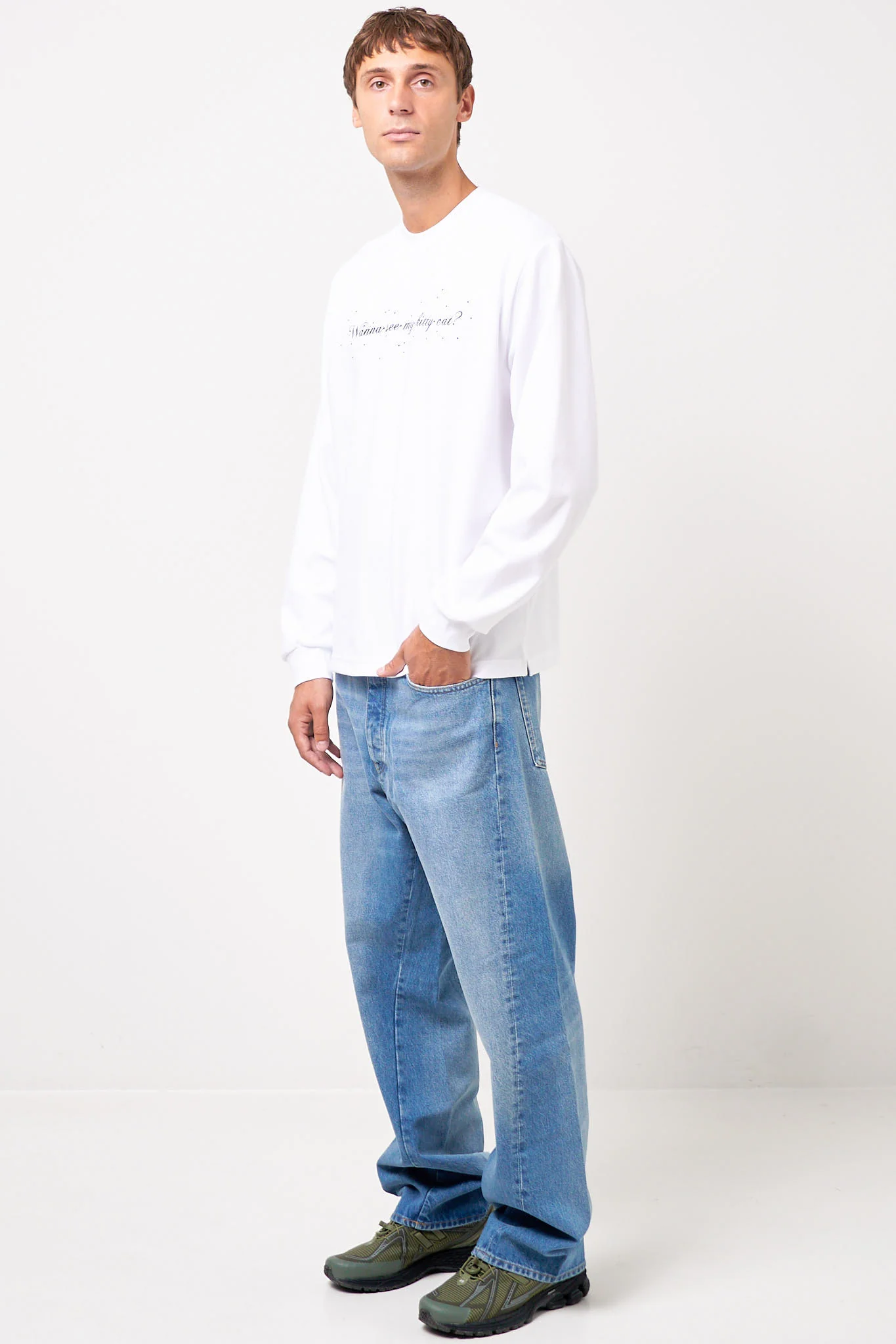 Wanna See My Kitty Cat L/S T-Shirt White - Image 3