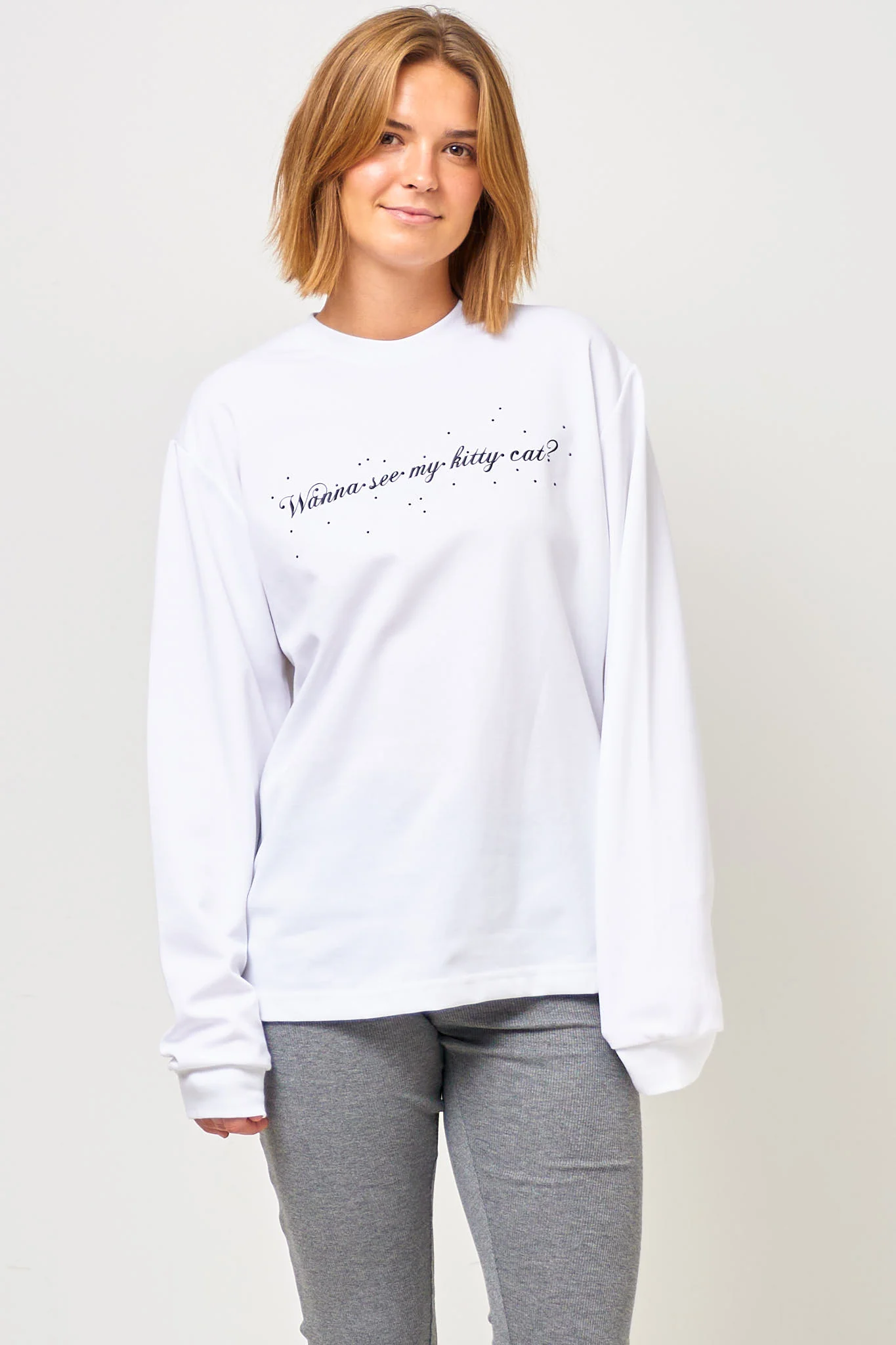 Wanna See My Kitty Cat L/S T-Shirt White - Image 6