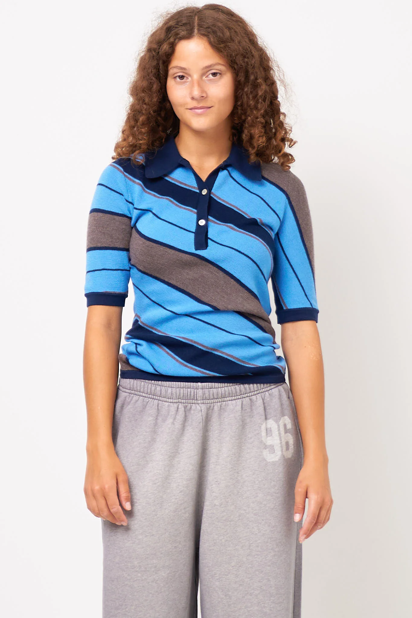 Wool Polo Knit Multi Blue - Image 3