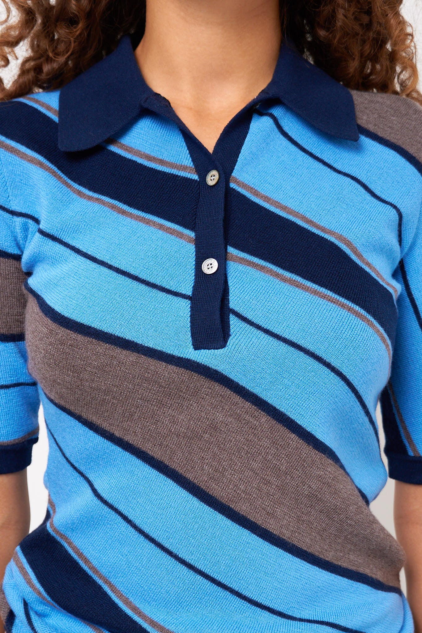 Wool Polo Knit Multi Blue - Image 4
